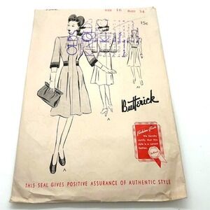 Butterick Vintage 1930's? Pattern #9322 Women's One Piece Frock Size 16 HTF RARE